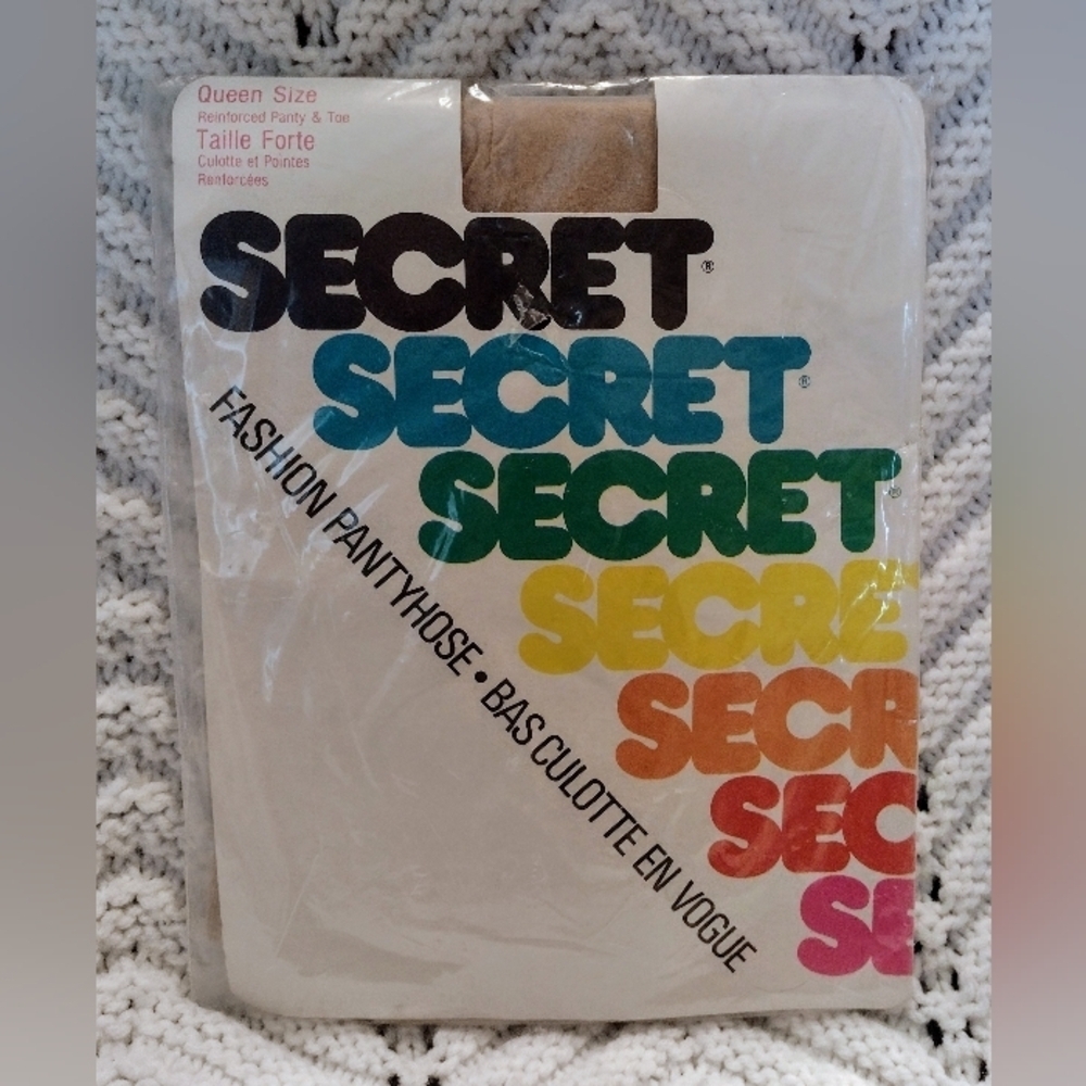 Vintage Pantyhose Secret Reinforced Panty And Toe  Color Skintone One Size Queen